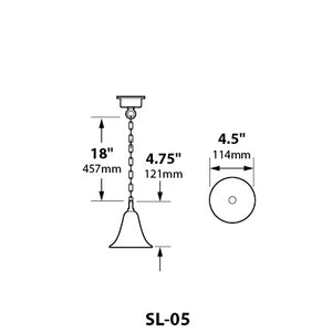 Focus Industries  3W OMNI LED, 4.5 " Aluminum Hanging bell, Jbox, Hunter Texture Finish