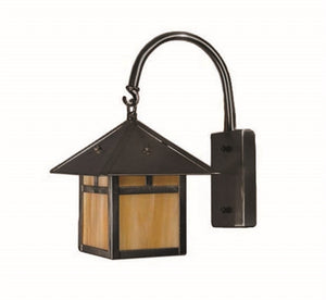 Focus Industries SL-13-LED3ICEBAR 3W OMNI LED Brass, Wall Mount Lantern, with Arm, Cracked Ice Glass, Brass Acid Rust Finish