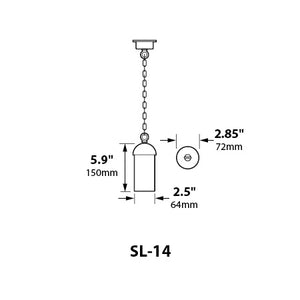 Focus Industries SL-14-LED3ATV 3W OMNI LED, Aluminum Hanging Cylinder, Brass Chain, Jbox, Antique Verde Finish