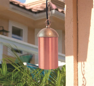 Focus Industries SL-14-LED3CAM 3W OMNI LED, Aluminum Hanging Cylinder, Brass Chain, Jbox, Camel Tone Finish