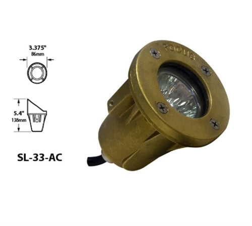 Focus Industries SL-33-AC-ULT 12V 20W Ultraline MR16 Halogen, Underwater Light with Angle Cap, Unfinished Brass