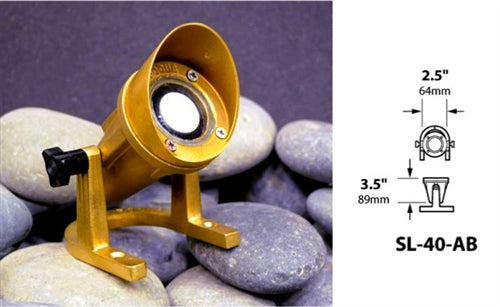 Focus Industries SL-40-AB-ULT-BAT 12V 20W Ultraline MR11 Halogen, Underwater Light with Aiming Bracket, Black Acid Treatment Finish