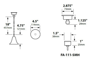 Focus Industries SL05L12ATV 3W Omni LED Spun Aluminum Hanging Bell Step Light with Brass Chain and J-Box, Antique Verde Finish