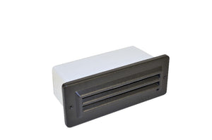 Focus Industries SL08L12RST 2x3W Omni LED Cast Aluminum 3 Louver Brick Step Light, Rust Finish