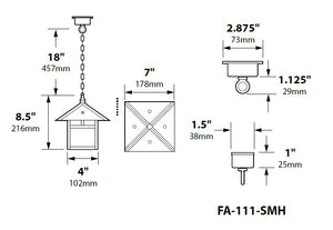 Focus Industries SL12L12BAR 3W Omni LED Brass Hanging Lantern Step Light with Brass Chain, Brass Acid Rust Finish