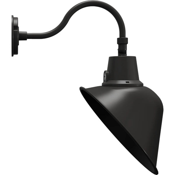 RAB GN1AC 25/20/15W Gooseneck Field Adjustable, Color Temperature Selectable 2700/3000/3500/4000/5000K, 15" Angled Cone Clear Lens, Bronze
