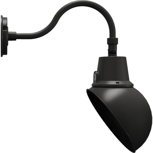 RAB GN1FAD 25/20/15W Gooseneck Field Adjustable, Color Temperature Selectable 2700/3000/3500/4000/5000K, 10" Angled Dome Frosted Lens, Bronze