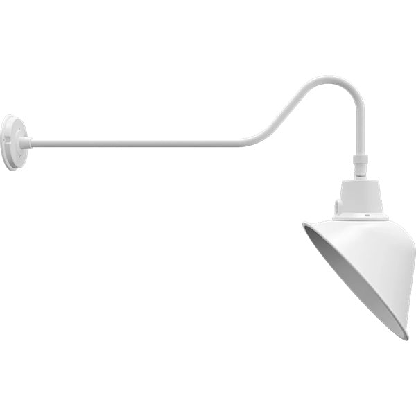 RAB GN2FACW 25/20/15W Gooseneck Field Adjustable Style 2, Selectable Color Temperature 2700/3000/3500/4000/5000K, 15" Angeld Cone Frosted Lens, White