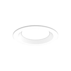 Gotham EVO4SH 30/10 SOL MVOLT EZ1 DFR 4" Shower LED Downlight, 3000K, 1000 Lumens, Textured Lens, 120-277V, eldoLED 0-10V ECOdrive, Regressed Lens White Painted Trim