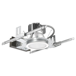 Gotham EVO6FS 50/20 SMO MVOLT EZ1 DFF 6" Food Service LED Downlight, 5000K, 2000 Lumens, Smooth Clear Lens, 120-277V, eldoLED 0-10V ECO Drive Dim to 1% Min, Flush Lensed White Painted Trim