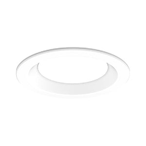 Gotham EVO6SH 35/25 SMO MVOLT EZ1 DFR 6" Shower LED Downlight, 3500K, 2500 Lumens, Smooth Clear Lens, 120-277V, eldoLED 0-10V Dim to 1% Min, Regressed Lensed White Painted Trim