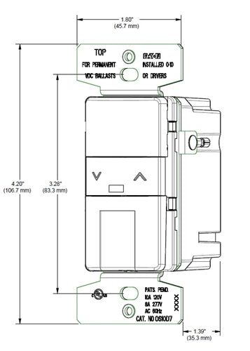 Greengate OSW-P-010-LA 1200W 120V/AC-60Hz / 2200W 277V/AC-60Hz LED and Fluorescent Single Pole / 3-Way 0-10V Occupancy Dimmer Sensor, Light Almond