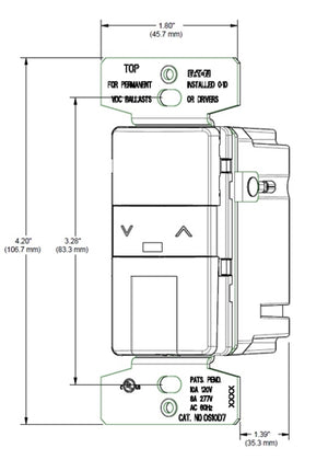 Greengate OSW-P-010-V 1200W 120V/AC-60Hz / 2200W 277V/AC-60Hz LED and Fluorescent Single Pole / 3-Way 0-10V Occupancy Dimmer Sensor, Ivory