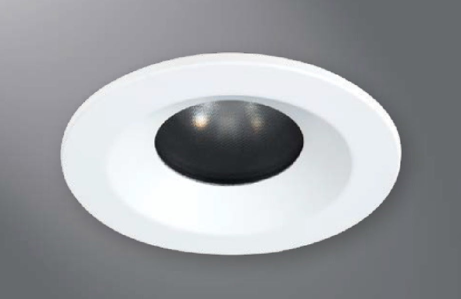 Halo Recessed 1443MWWF 4" Line Voltage Conical Reflector, Diffuse Lens, 35 Degree Tilt, Matte White, White Flange