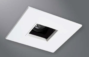 Halo Recessed 1485BNBB 4" Line Voltage Square Pinhole with Oculus, Open, 35 Degree Tilt, Brushed Nickel, Black Baffle