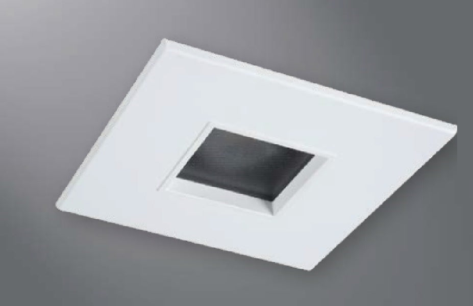 Halo Recessed 1487MWBB 4" Line Voltage Square Pinhole, Diffuse Lens, 35 Degree Tilt, Matte White, Black Baffle