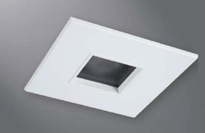 Halo Recessed 1487MWBB 4" Line Voltage Square Pinhole, Diffuse Lens, 35 Degree Tilt, Matte White, Black Baffle
