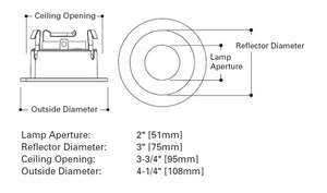 Halo Recessed 3004WHW 3" Adjustable Trim Reflector, 35 Degree Tilt, 360 Degree Orientation, White with White Reflector