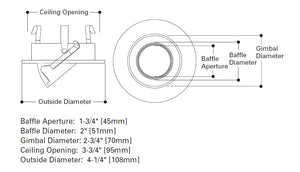 Halo Recessed 3009WHBB 3" Adjustable Flush Gimbal Trim with 35 Degree Tilt, White with Black Baffle