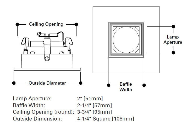 Halo Recessed 3011BKBB 3" Square Baffle Downlight Trim, Black with Black Baffle