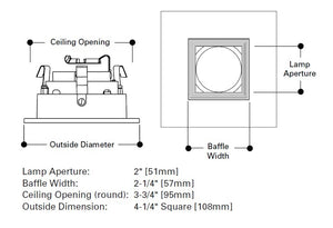 Halo Recessed 3011SNBB 3" Square Baffle Downlight Trim, Satin Nickel with Black Baffle