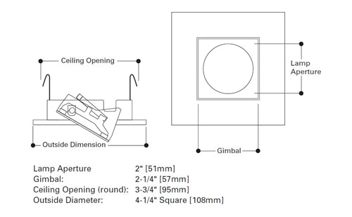 Halo Recessed 3013BK 3" Square Adjustable Gimbal Trim, Black