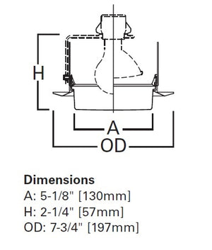Halo Recessed 6160WH 6" Line Voltage Drop Opal Plastic Lens Shower Trim, Self-flange, White Trim