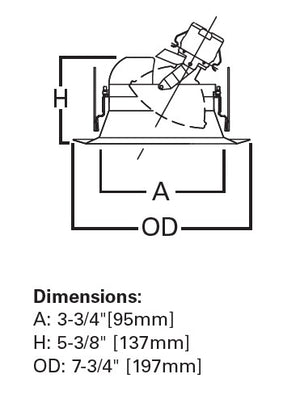 Halo Recessed 6222H 6" Line Voltage Regressed Adjustable 45 Degree Tilt Max, Self-Flange, Haze Reflector, White Trim