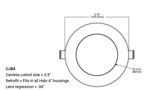 Halo Recessed CJB4069FS1EMW-12PK4" Canless LED Downlight, 600 Lumens, Field-Selectable CCT 2700/3000/3500/4000/5000K, 90 CRI, 120V LE/TE Phase Cut Dimming to 10%, Integrated JBox, Matte White, 12 Pack