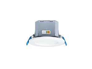 Halo Recessed CJB4069FS1EMW4" Canless LED Downlight, 600 Lumens, Field-Selectable CCT 2700/3000/3500/4000/5000K, 90 CRI, 120V LE/TE Phase Cut Dimming to 10%, Integrated JBox, Matte White
