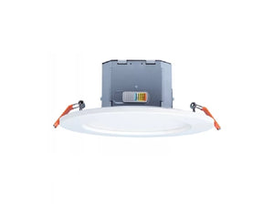 Halo Recessed CJB6099FS1EMW-6PK6" Canless LED Downlight, 900 Lumens, Field-Selectable CCT 2700/3000/3500/4000/5000K, 90 CRI, 120V LE/TE Phase Cut Dimming to 10%, Integrated JBox, Matte White, 6 Pack
