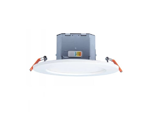 Halo Recessed CJB6099FS1EMWR-6PK 6" 2-in-1 Installation Canless LED Downlight, 900 Lumens, Field-Selectable CCT 2700/3000/3500/4000/5000K, 90 CRI, 120V LE/TE Phase Cut Dimming to 10%, Integrated JBox, Matte White, 6 Pack