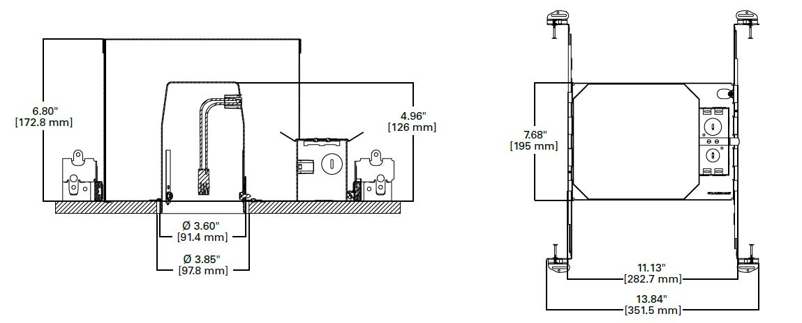 Halo Recessed H350FR2ICAT 3" Fire Rated New Construction Housing, 2 Hours Fire Rated, 120V