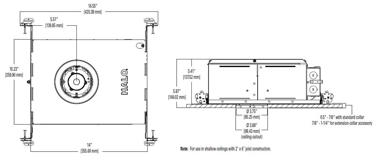 Halo Recessed HL36A20NFL930ED010ICAT 3" Round Shallow New Construction LED Directional IC Housing, Air Tight, 20W, 25 Degree Bream, 90 CRI, 3000K, 120-277V, Dimmable