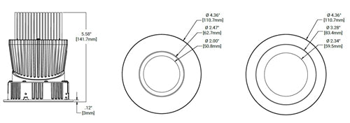 Halo Recessed HL36AR20930ED010TAT 3" Round Shallow Directional Remodeler Housing, 20W, 90 CRI, 3000K Color Temperature, 120-277V, 0-10V 1% Dimming, Thermally Protected and Airtight