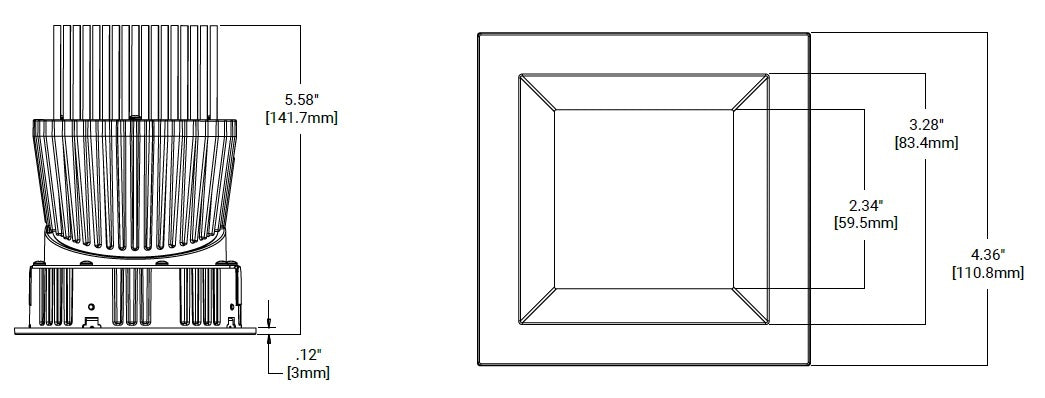 Halo Recessed HL36SAR13D2WED010ICAT 3" Square Shallow Directional IC Remodel Housing, 13W, No Optic, 90 CRI, 3000K CCT, Dim to Warm, 120V Phase Cut 1% Dimming, 120-277V 0-10V 1% Dimming