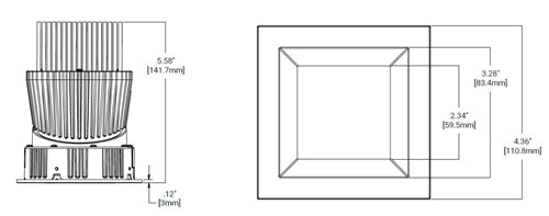 Halo Recessed HL36SAR20935ED010TAT  20W 3" Square Shallow Directional Remodeler Housing, No Optic, 90 CRI, 3500K, 120-277V 0-10V 1% Dimming/ 120V Edge Phase Cut 1% Dimming, Thermally Protected and Airtight