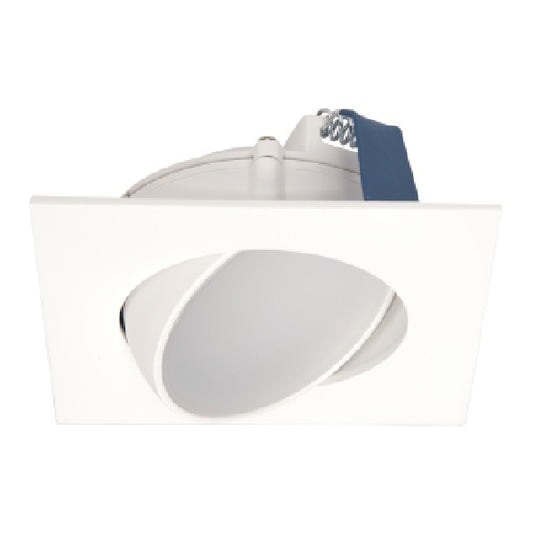 Halo Recessed HLA4S06VWFL9FS1EMWR 4" Square LED Directional with Remote Driver/ Junction Box, 600 Lumens, 80 Degree Very Wide Flood Distribution, 90 CRI, Field Selectable 2700K - 5000K, 120V, LE & TE Phase Cut 5% Dimming, Matte White Flange