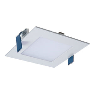 Halo Recessed HLB4S069301EMWR 4" Square LED Lens Downlight with Remote Driver/ Junction Box, 600 Lumens, 90 CRI, 3000K, 120V, LE & TE Phase Cut 5% Dimming, Matte White Flange