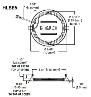 Halo Recessed HLBE6099301EMWR-12PK 6" Ultra-Slim LED Suface Light, 900 Lumens, 90 CRI, 3000K, 120V 60Hz, LE & TE Phase Cut 10% Dimming, Matte White Flange, 12 Bulk Pack