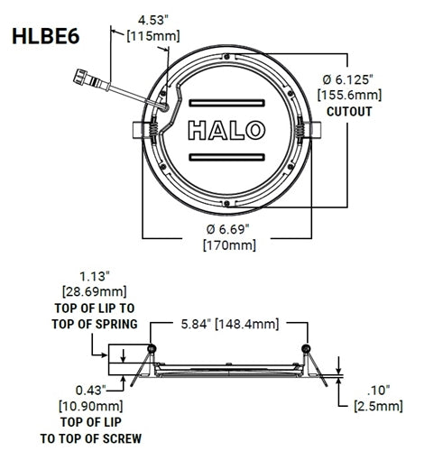 Halo Recessed HLBE6099301EMWR-24PK 6" Ultra-Slim LED Suface Light, 900 Lumens, 90 CRI, 3000K, 120V 60Hz, LE & TE Phase Cut 10% Dimming, Matte White Flange, 24 Bulk Pack