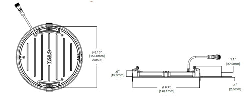 Halo Halo Recessed HLBPH609FS6 6" Round LED Lens Downlight with Remote Driver/ Junction Box, 900 Lumens, 90 CRI, Field Selectable 2700K-6000K, 120V, Matte White Flange Finish