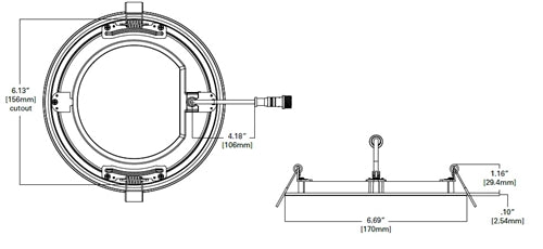 Halo Recessed HLBSL6099FS231EMWR 6" Round LED Lens Downlight with Remote Driver/ Junction Box, 900 Lumens, 90 CRI, Field Selectable 2700K, 3000K, 3500K, 120V, Matte White Flange Finish