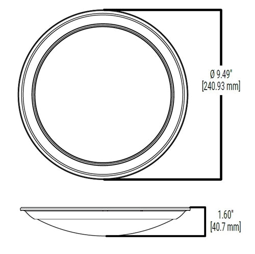 Halo Recessed HLS9129501EWH 9" Dimmable LED Surface Light, 1200 Lumens, 90 CRI, 5000K, LE and TE Phase Cut 10% Dimming, Matte White Flange