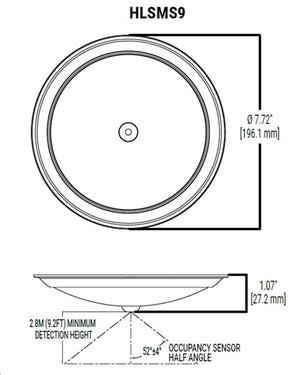 Halo Recessed HLSMS9129FS1E 9" LED Disk Light with Motion Sensor, 1300 lumens, 90 CRI, 5CCT (2700K, 3000K, 3500K, 4000K, 5000K), Phase Cut Dimming 10%, Matte White, Single Pack
