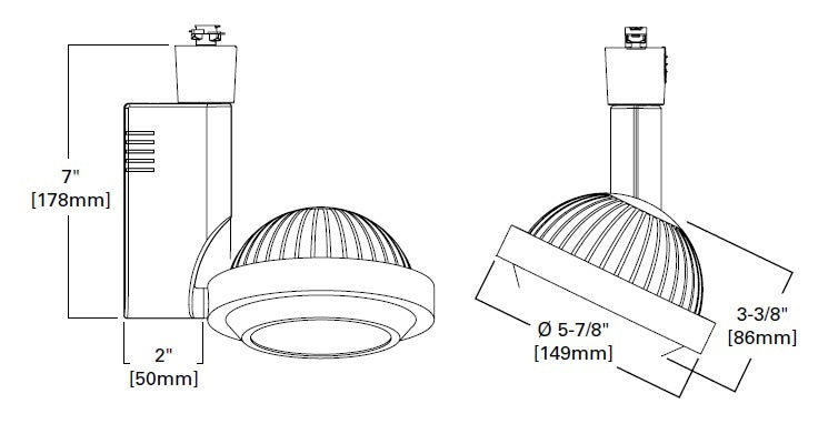 Halo Track Lighting L807HOSP8040AH High Output LED Track Fixture, Spot Distribution, 80 CRI, 4000K Color Temperature, 120V, Short Snoot, Aluminum Haze