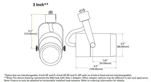 Halo Track Lighting L80818SP935MB High Performance Power Trac and Laser Trac LED Cylinder Spotlight, 1800 Lumens, 3-Inch Output, 13 Degree Spot, 3500K, 90 CRI, Matte Black