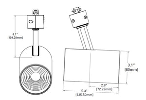 Halo Track L80916WS940P XACT Beam Mid Stem LED Light, 1600 Lumens, 18 Degree Wide Spot Optic, 4000K, 90 CRI, Matte White