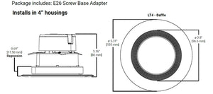 Halo Recessed LT4069FS1EWH 4" LED Retrofit Module with Baffle, 600 Lumens, 90 CRI, 2700K, 3000K, 3500K, 4000K, 5000K Selectable CCT, 120V 60Hz, LE & TE Phase Cut 10% Dimming, Matte White