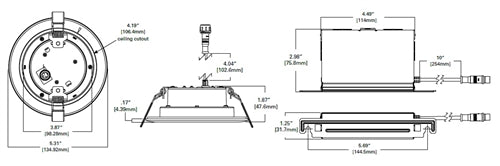 Halo Recessed LT4069FS231EWHDMR 4" LED Canless Direct Mount Module, 600 Lumens, 90 CRI, 2700K, 3000K, 3500K Selectable CCT, 120V, Phase Cut 10% Dimming, Matte White Flange
